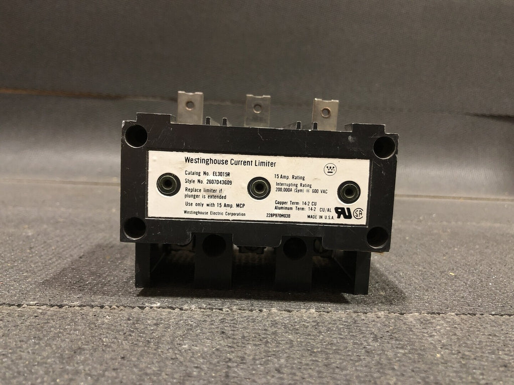 WESTINGHOUSE 15 Amp, 3 Pole, 600 volts Circuit Breaker Current Limiter EL3015R