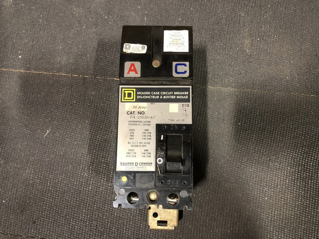 SQUARE D 30 Amp 2 Pole Circuit Breaker FA26030AC