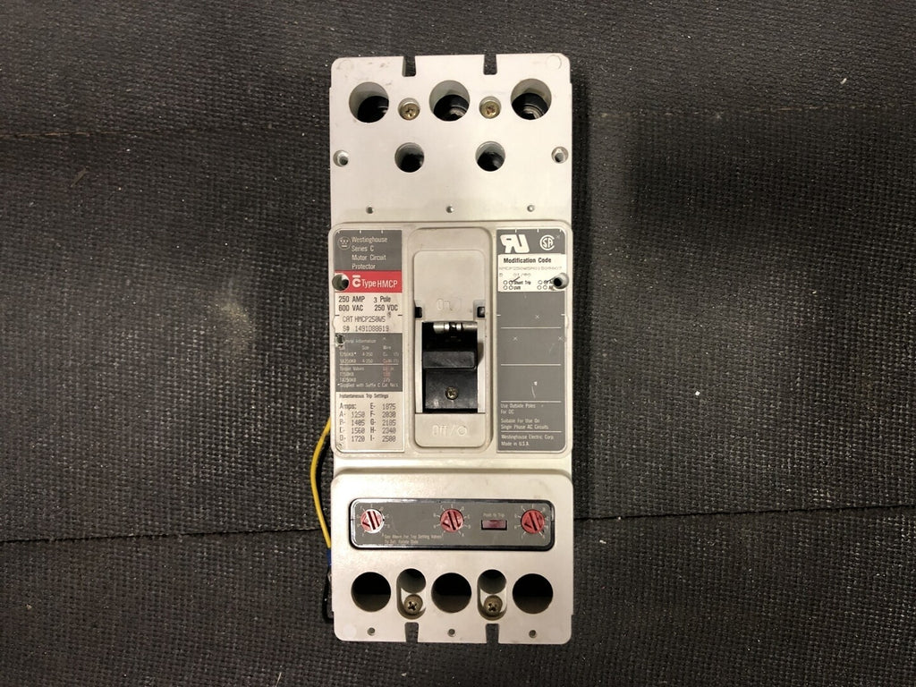 WESTINGHOUSE 250 Amp, 3 Pole, 600 Volts Circuit Breaker HMCP250WS
