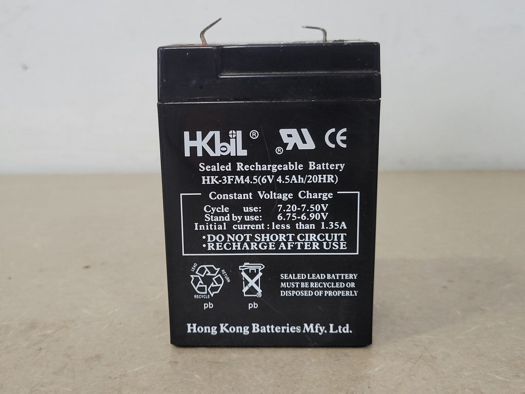 HKBIL 6V, 4.5Ah/20hr Sealed Lead Rechargeable Battery 3FM4.5