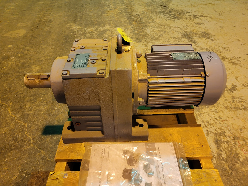 SEW-EURODRIVE 17.08:1 Ratio Inline Gear Reducer Type R87A w/ 5 hp Motor R87DT100L4