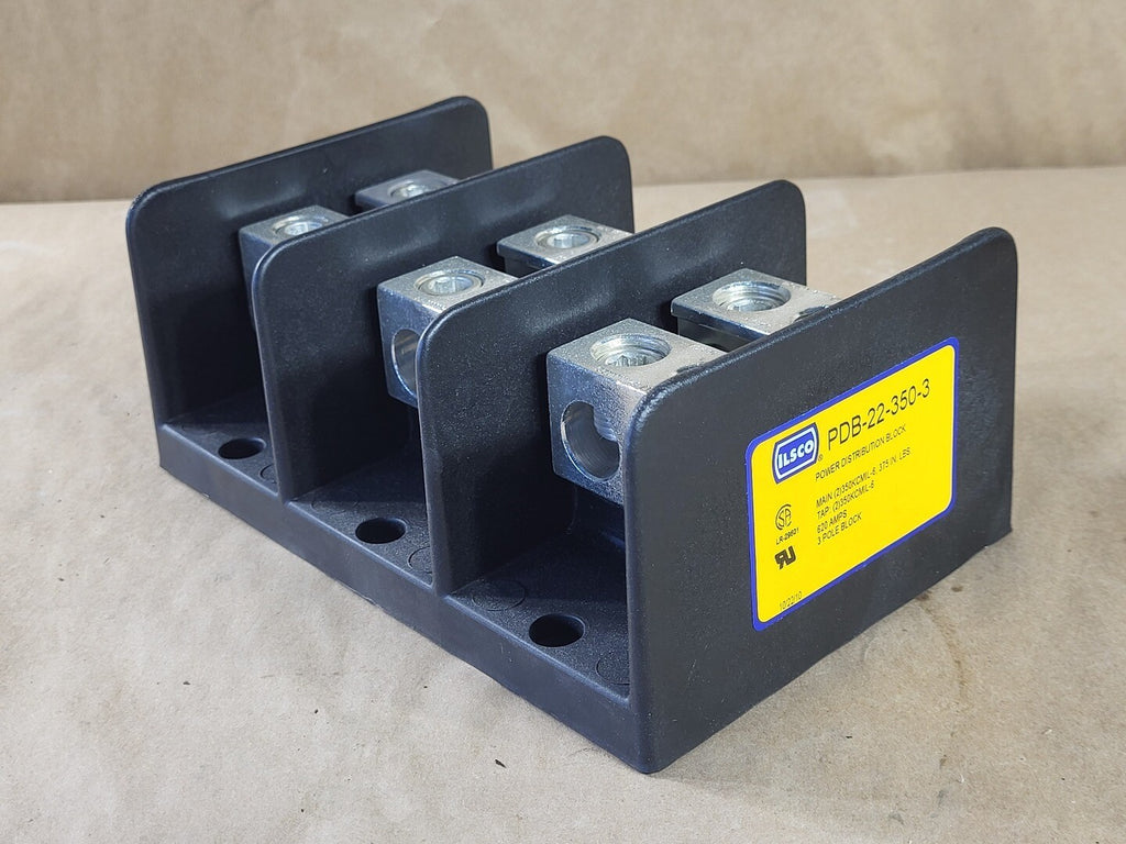ILSCO 620 Amps 3-Pole 600 volts Power Distribution Block PDB-22-350-3