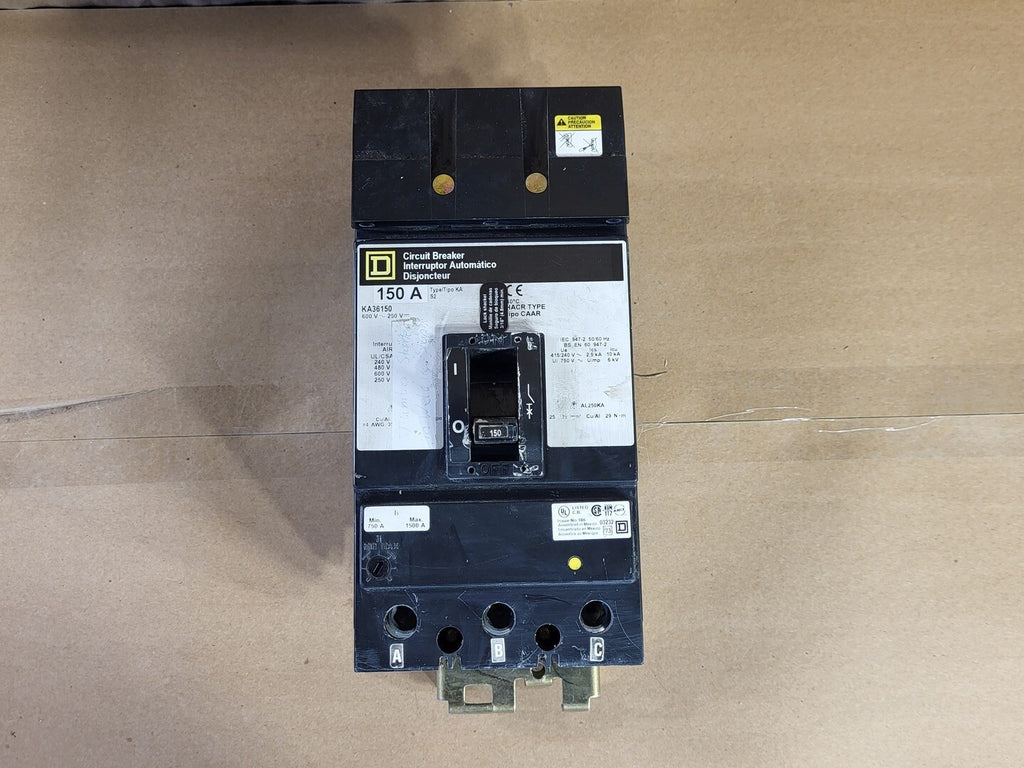 SQUARE D 150 Amp, 3 Pole, 600 Volt Circuit Breaker KA36150