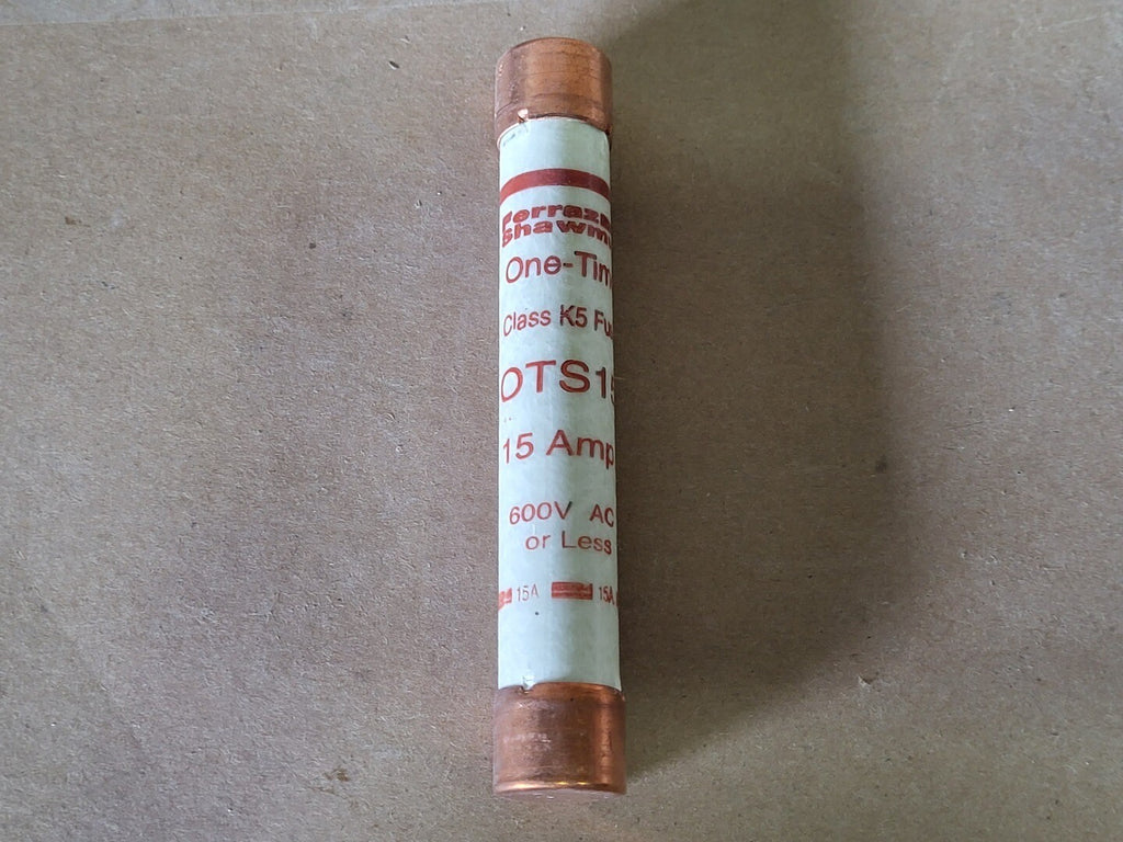 FERRAZ SHAWMUT 15 Amp Class K5 One-Time Fuse OTS15