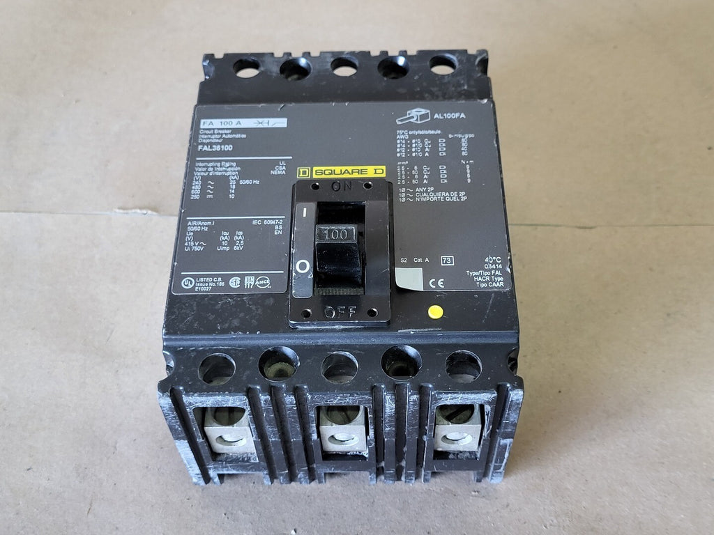 SQUARE D 100 Amp 3 Pole 600 volts Circuit Breaker FAL36100