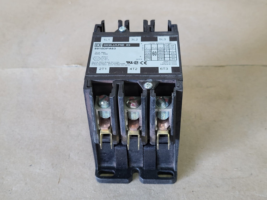SQUARE D 60 Amp, 3 Pole, 1NO, 24 VAC Coil Contactor 8910DPA63