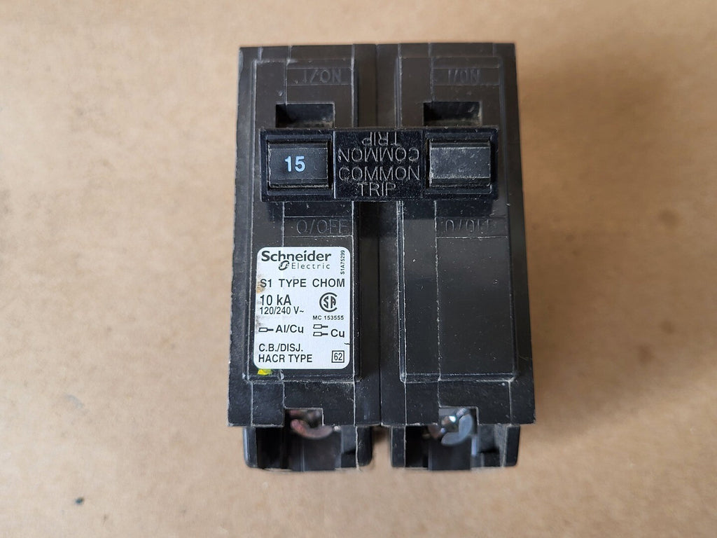 SCHNEIDER ELECTRIC 15 Amp, 2 Pole, 120/240 Volts Circuit Breaker CHOM215