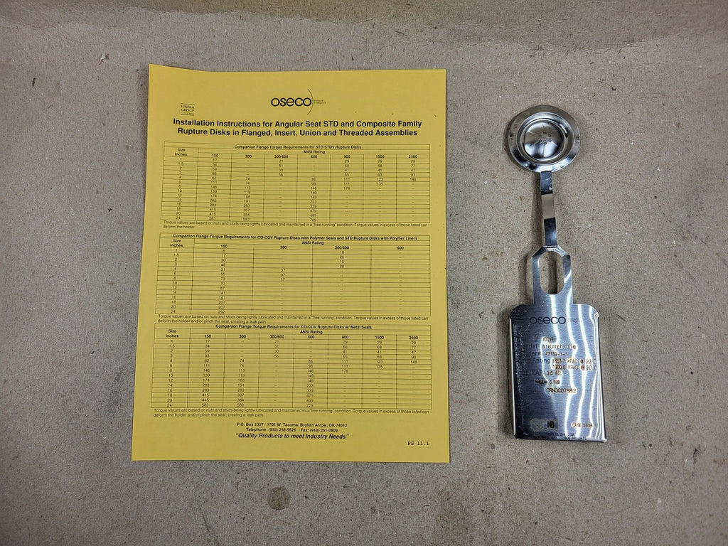 OSECO 1" COV-T Rupture Disc CRNOG0768.2