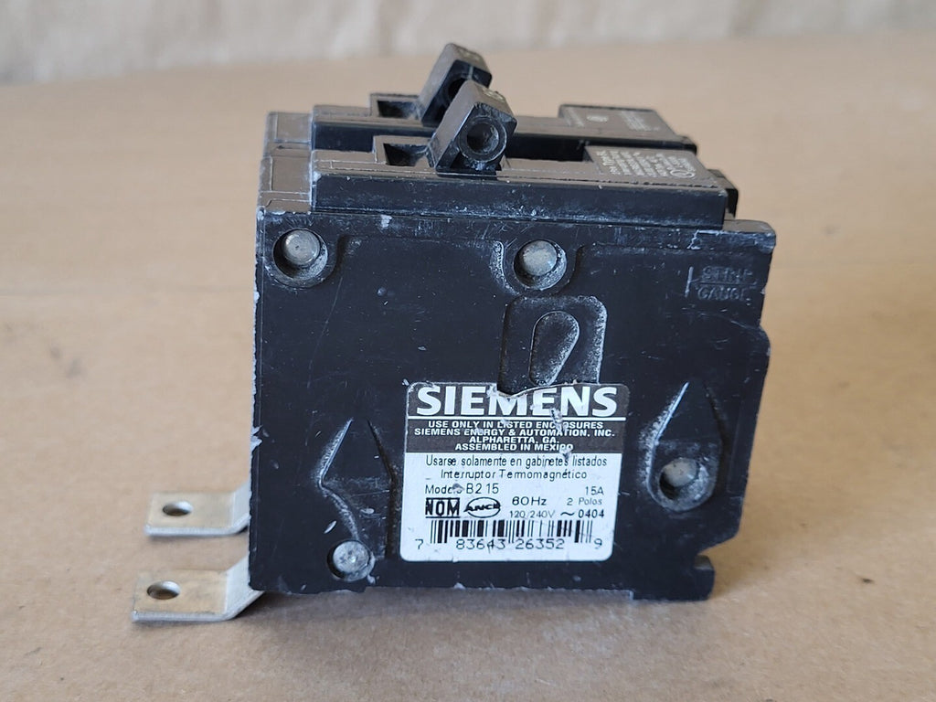 SIEMENS 15 Amp, 2 Pole, 120/240 volts Circuit Breaker B215