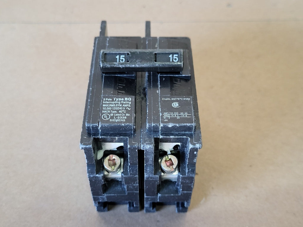 SIEMENS 15 Amp, 2 Pole, 120/240 volts Circuit Breaker  BQ2B015