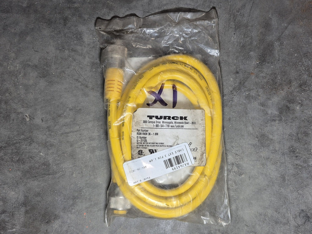 TURCK Actuator and Sensor Cable Ext 3 Pin 1.8m RSM RKM 36-1.8M