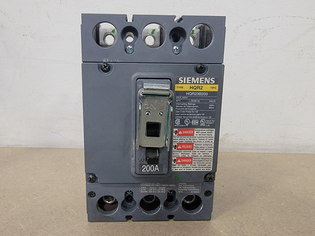 SIEMENS 200 Amp, 3 Pole, 240 Volt Circuit Breaker HQR23B200