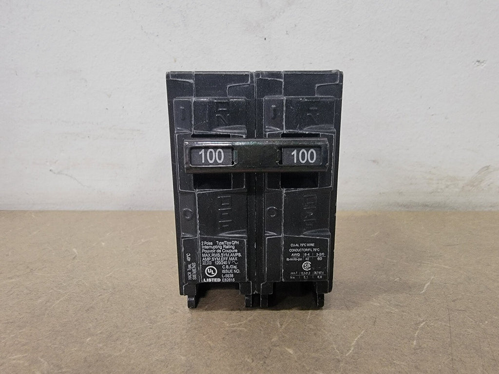 SIEMENS 100 Amp, 2 Pole, 120/240 Volts Circuit Breaker QPH1002