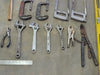 Assorted  Hand Tools, C-Clamp, Wrench, Hacksaw, L-Square, Level Bar,  Hammer