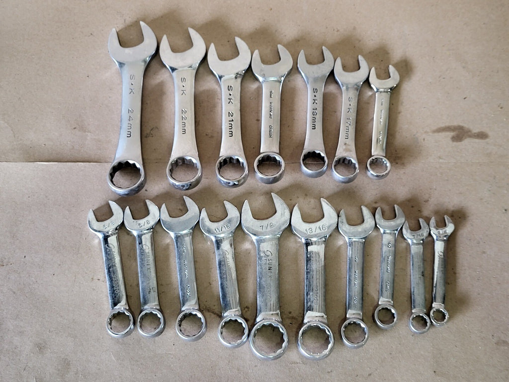 14 - 24mm and  3/8" - 5/8" Stubby Combination Wrench Set (17pcs)