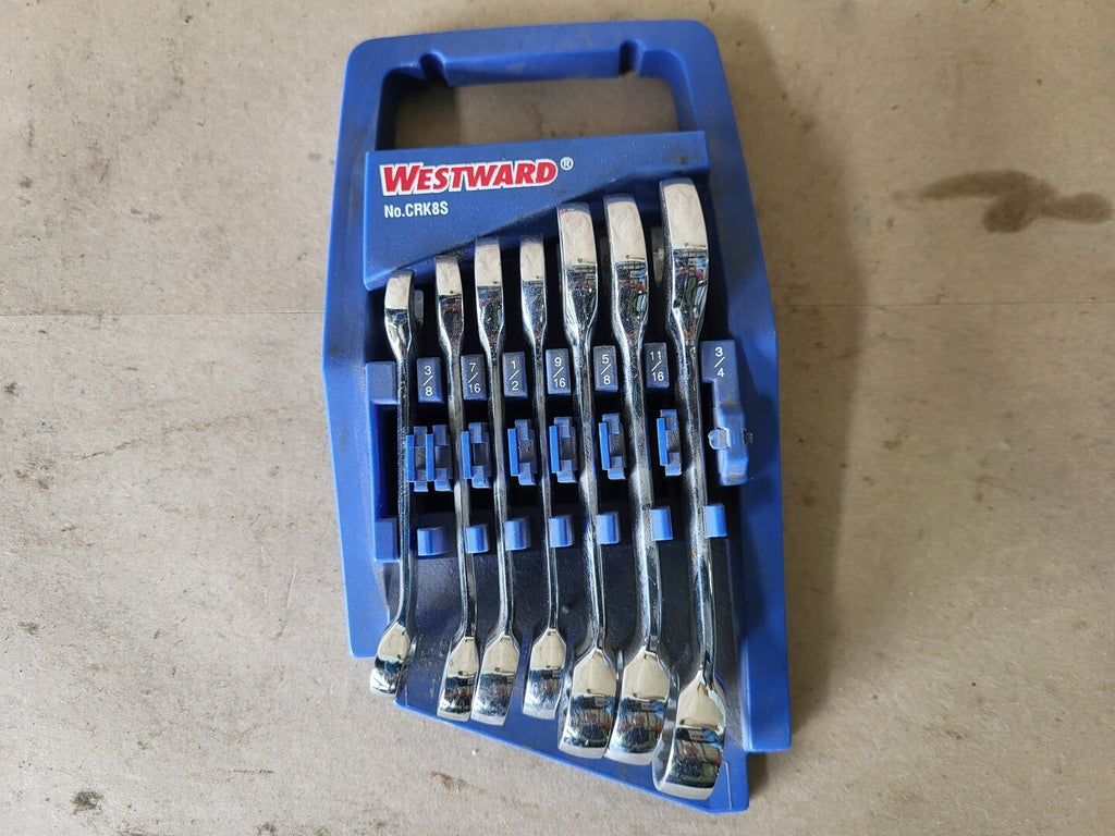 WESTWARD 3/8" - 3/4" SAE Stubby Combination Wrench Set CRK8S