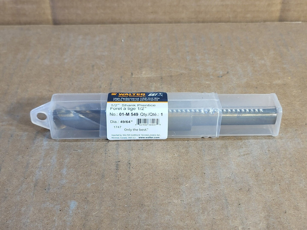 WALTER 1/2" Shank Prentice Drill Bit 01-M 549, 49/64 in 