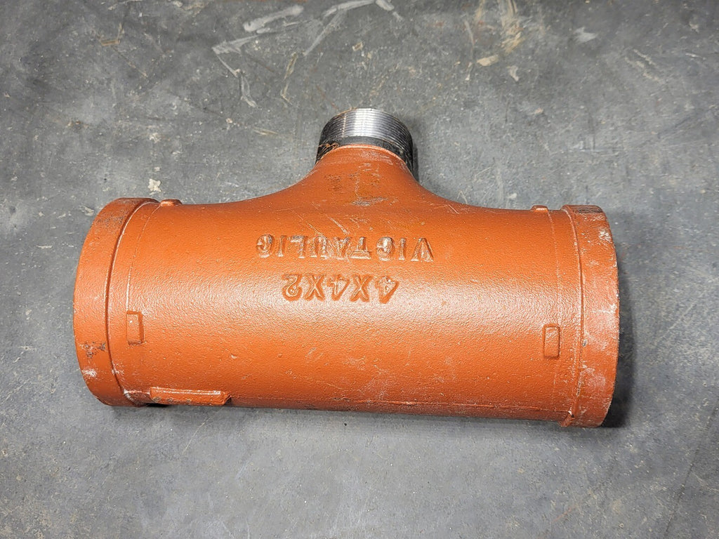 VICTAULIC Grooved End Reducing Tee Male NPT 4"x4"x2", No. 29