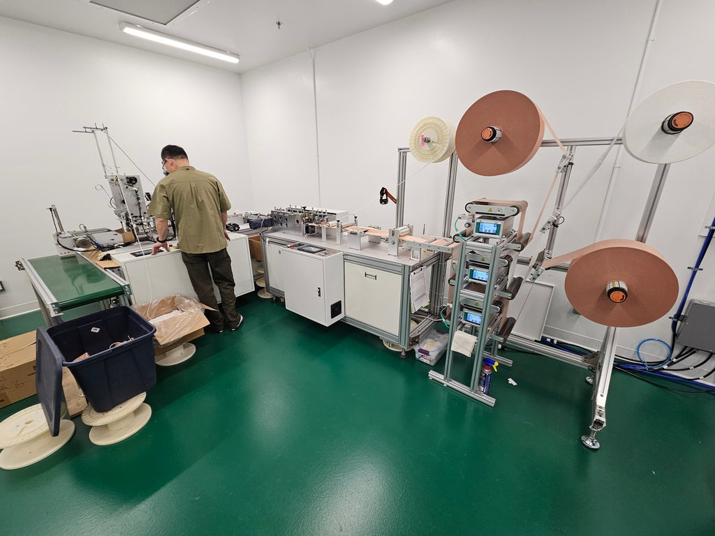 B&P Fully Automatic Mask Machine #1 BPA0281-101 w/ PFE Testing Machine GL-CST-90