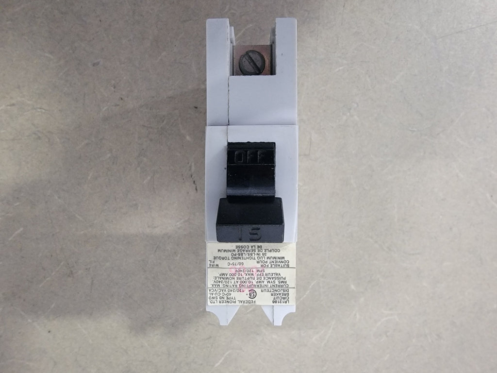 FEDERAL PIONEER 15 Amp, 1 Pole, 120/240 Volts Circuit Breaker NB115