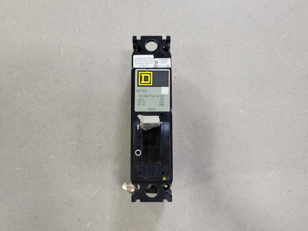 SQUARE D 15 Amp, 1 Pole, 347 Volts Circuit Breaker FAP17015