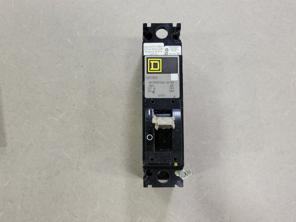 SQUARE D 20 Amp, 1 Pole, 347 Volts Circuit Breaker FAP17020