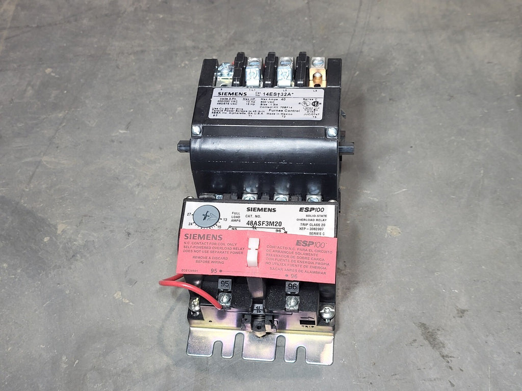 SIEMENS 40 Amps, NEMA Size 1 Heavy Duty Motor Starter 14ESF32AF