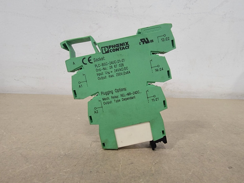 PHOENIX CONTACT Relay Base PLC-BSC-24UC/21-21, 2967028 (Lot of 2)