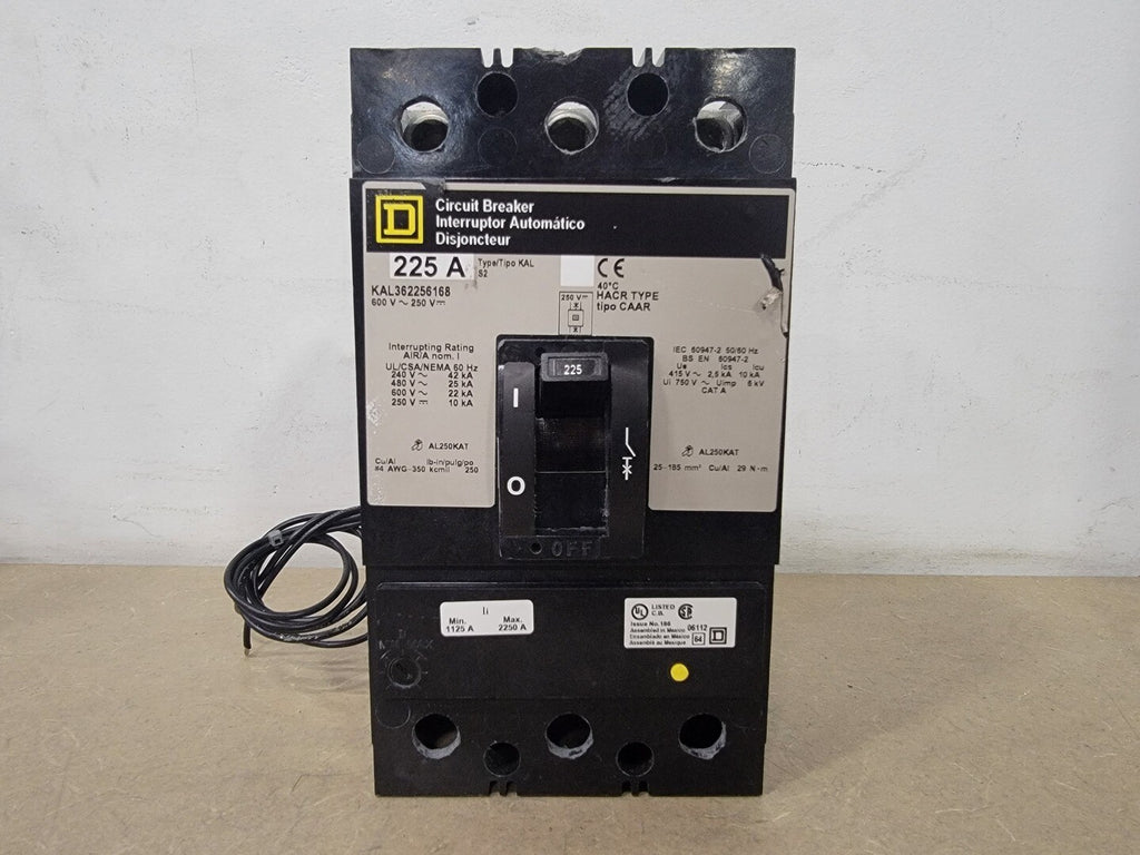 SQUARE D 225 Amp, 3 Pole, 600 Volts Circuit Breaker KAL362256168