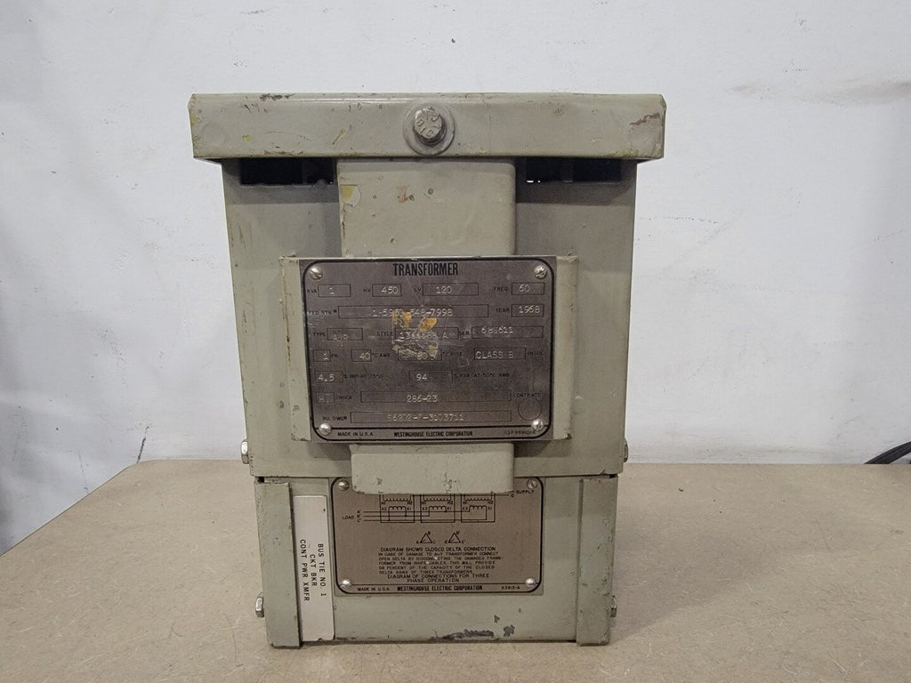 WESTINGHOUSE 1 kVA Transformer, 460 pri. volts, 120 sec. volts AJR