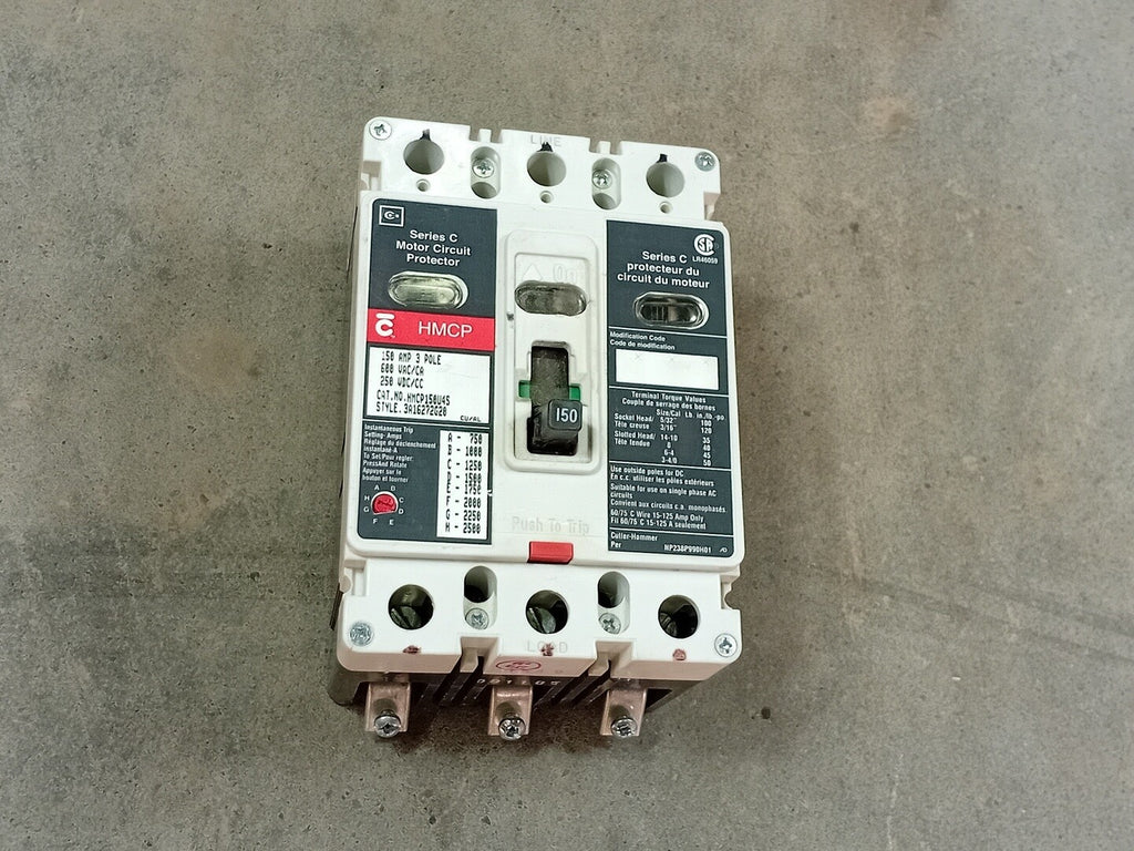CUTLER-HAMMER 150 Amp, 3 Pole, 600 Volts Circuit Breaker HMCP150U4S