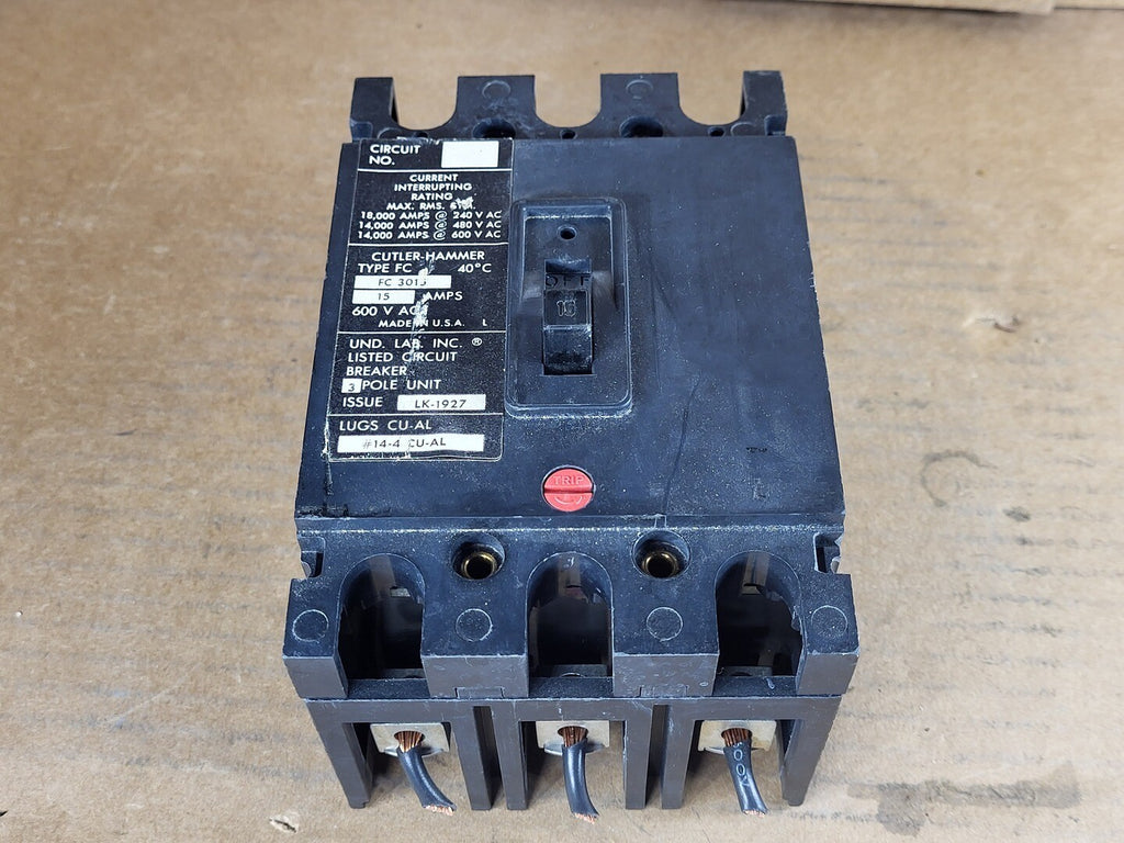 EATON 15 Amp, 3 Pole, 600 Volts Circuit Breaker FC3015