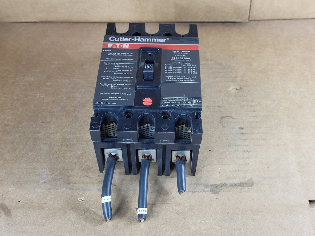 EATON CUTLER-HAMMER 100 Amp, 3 Poles, 600 Volts Circuit Breaker FS360100A
