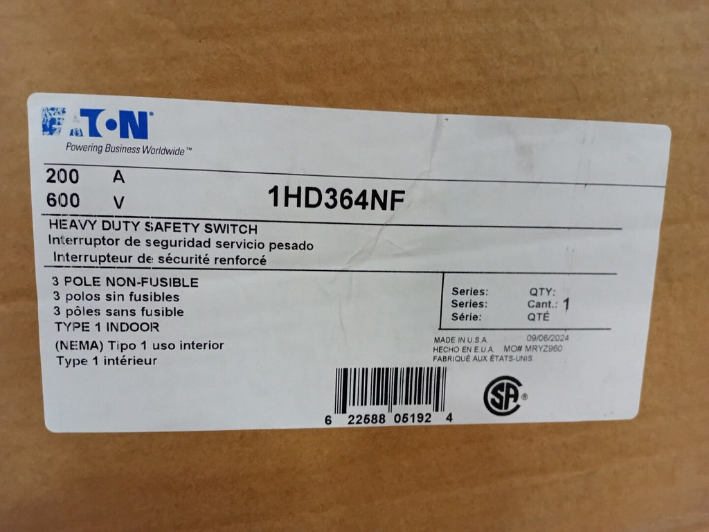 EATON 200 Amp Non-Fused Heavy Duty Safety Switch 1HD364NF