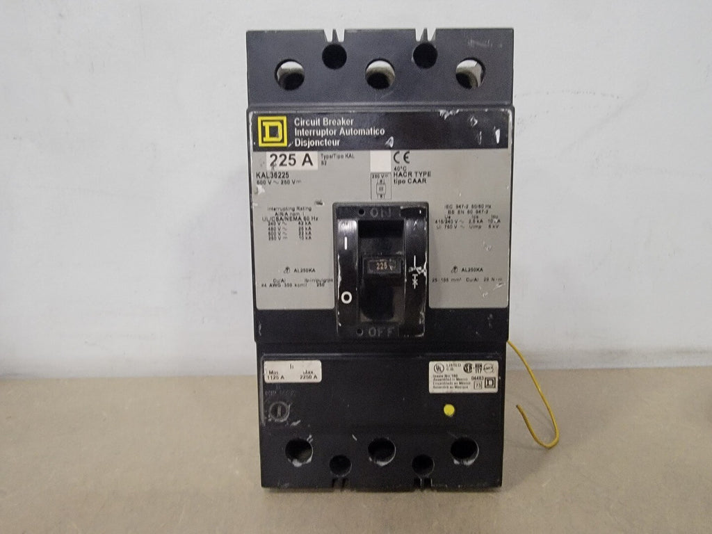 SQUARE D 225 Amp, 3 Pole, 600 Volts Circuit Breaker KAL36225