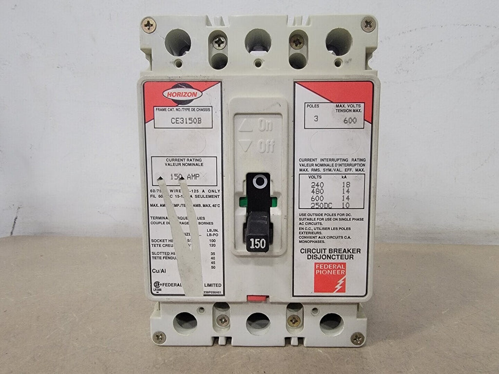 FEDERAL PIONEER 150 Amp, 3 Pole, 600 Volts Circuit Breaker CE3150B