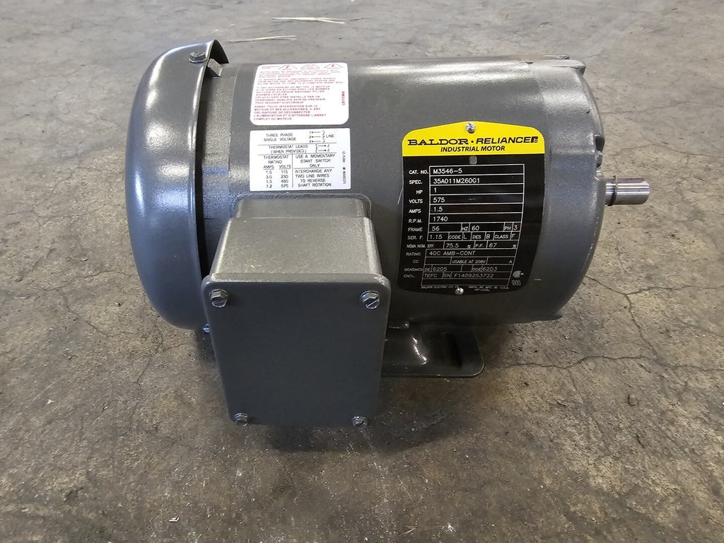 BALDOR 1 hp, 575 volts, 1740 rpm, 56, Electrical Motor M3546-5