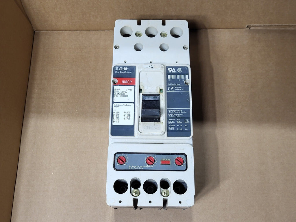 EATON 250 Amp, 3 Pole, 600 Volts Circuit Breaker HMCP250W5C