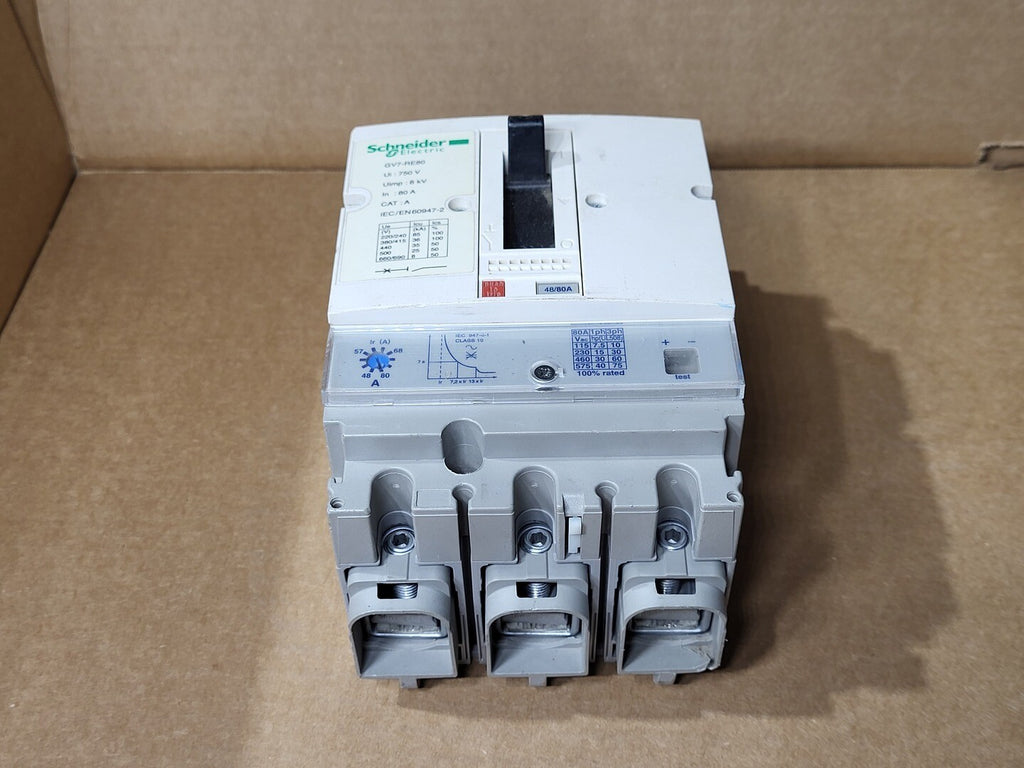 SCHNEIDER ELECTRIC 80 Amp, 3 Pole, 690 Volts Motor Circuit Breaker GV7-RE80