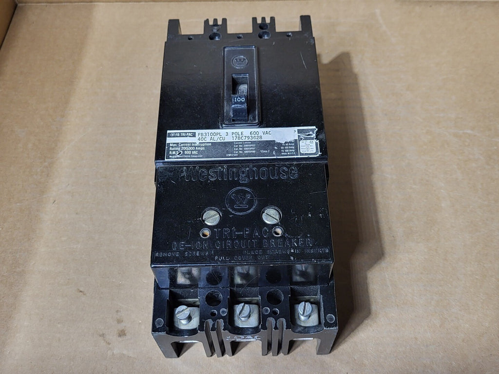 WESTINGHOUSE 100 Amp, 3 Pole, 600 Volt Circuit Breaker FB3100PL