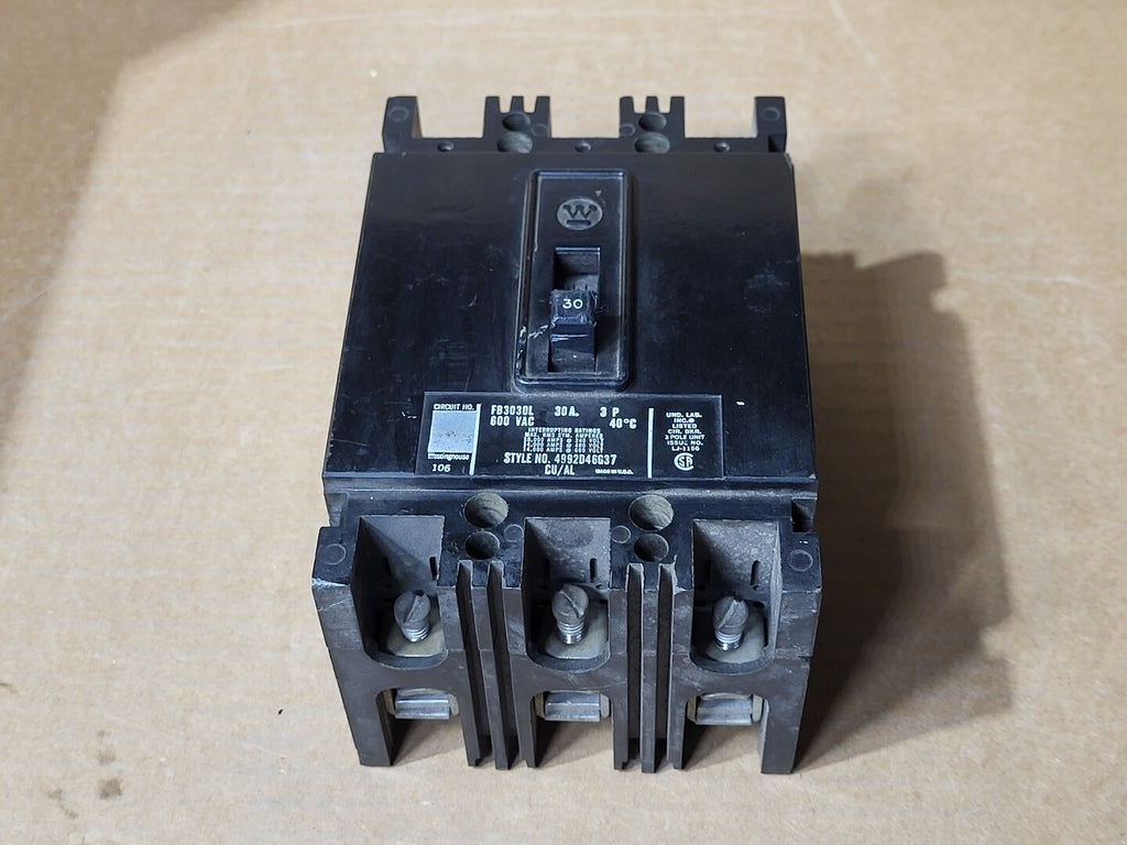 WESTINGHOUSE 30 Amp, 3 Pole, 600 Volt Circuit Breaker FB3030L