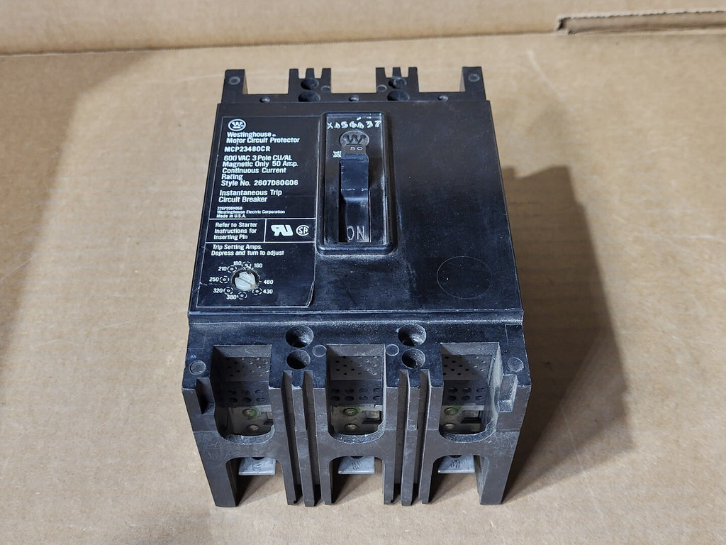 WESTINGHOUSE 50 Amp, 3 Pole, 600 Volt Circuit Breaker MCP23480CR