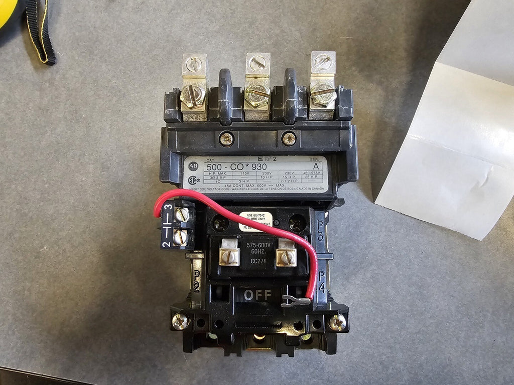 ALLEN-BRADLEY 45 Amp, 600V NEMA Size 2 Open Contactor 500-COD930