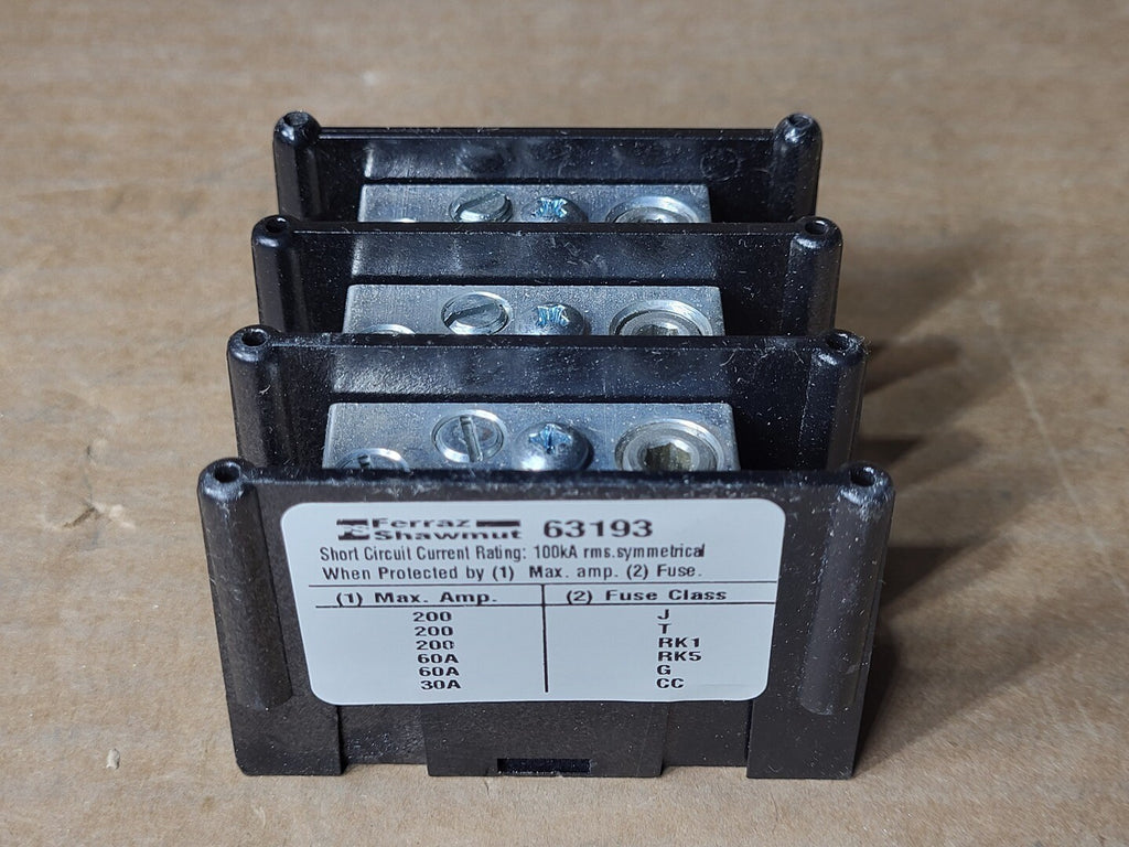 FERRAZ SHAWMUT 600 Volt, 3 Pole Power Distribution Block 63193