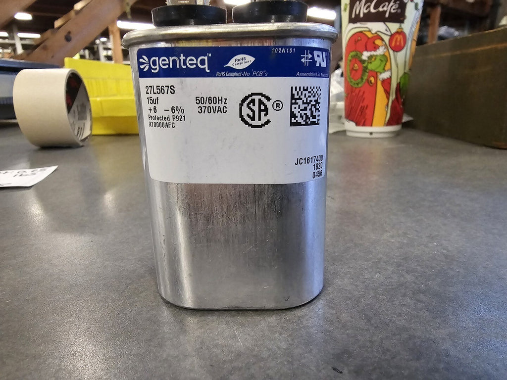 GENTEQ 15uf 370VAC Oval Capacitor 27L567S