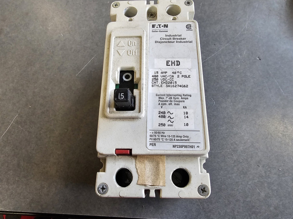 EATON 15 Amp, 2 Pole, 480 volts Circuit Breaker EHD2015