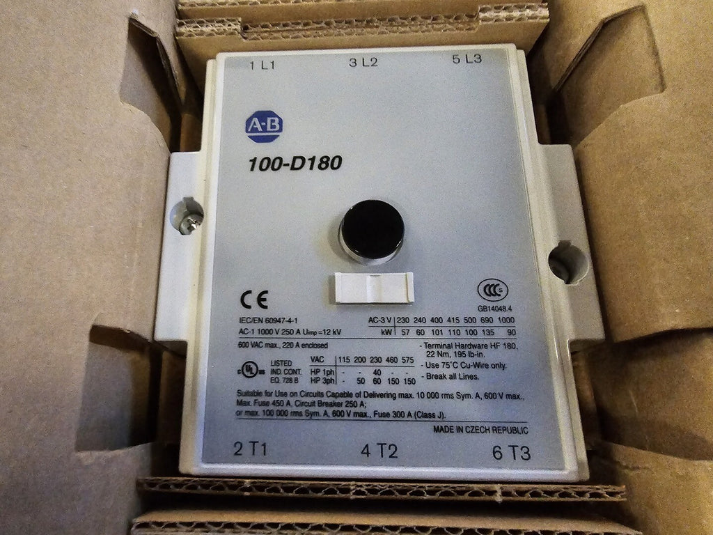 ALLEN-BRADLEY 180 Amp, 3 Pole, 3Ph Contactor 100-D180D11