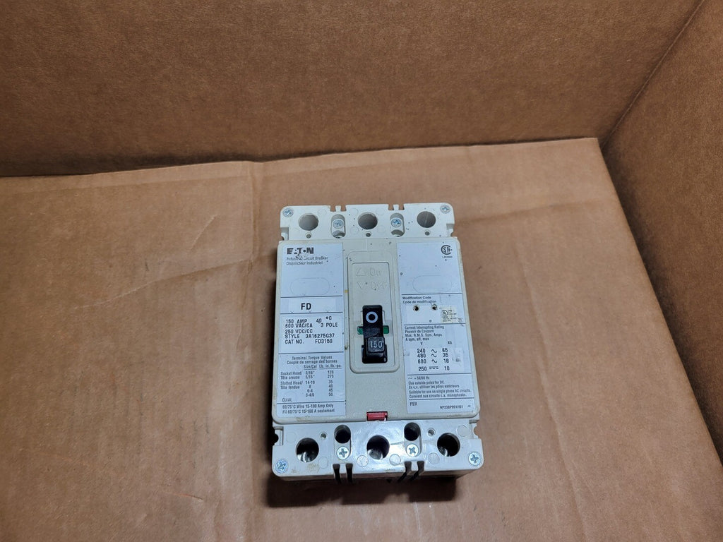 EATON 150 Amp, 3 Pole, 600 Volt Circuit Breaker FD3150
