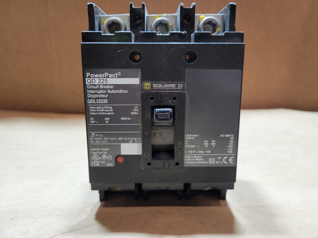 SQUARE D 225 Amp, 3 Pole, 240 Volt Circuit Breaker QDL32225