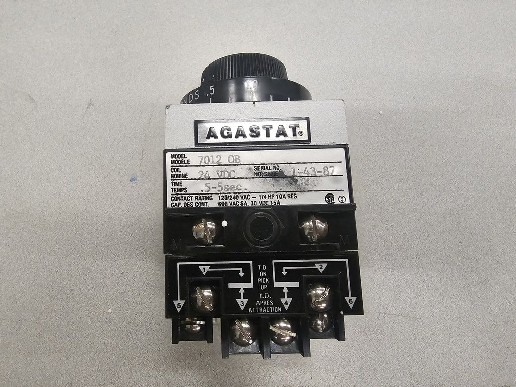 AGASTAT 7012OB Time Delay Relay, 10 Amps, 24 VDC, 0.5-5 Sec Range
